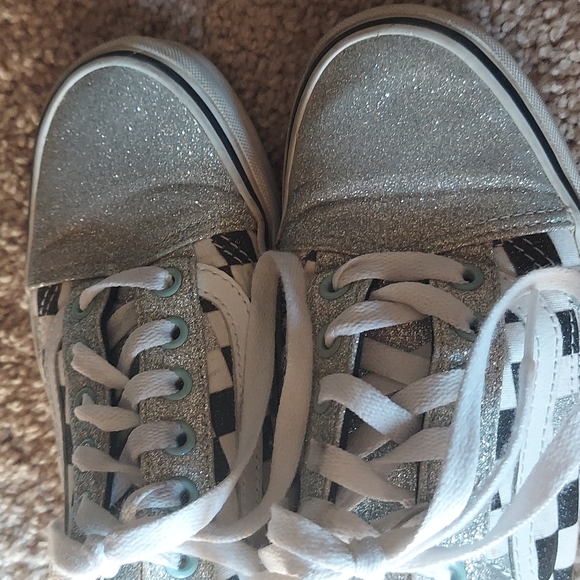 VANS WOMENS GLITTER CHECKER CLASSIC SNEAKERS US 6.5 - Picture 3 of 4